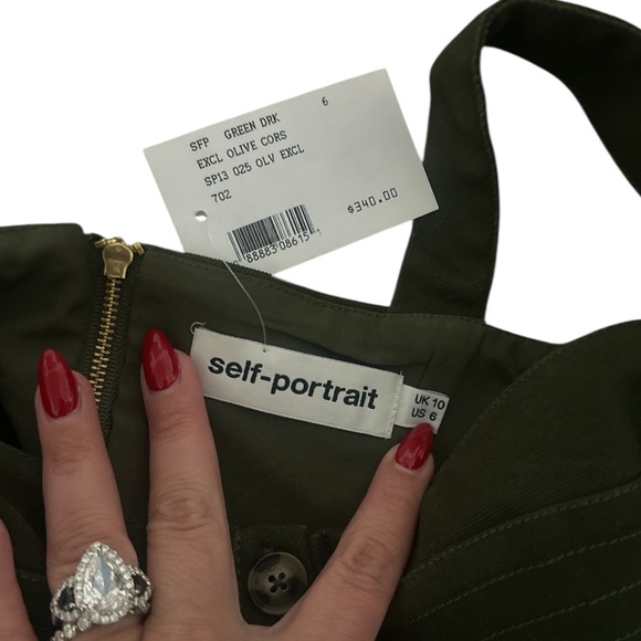 Self-Portrait Olive Green Crop Top with Button Detail - Picture 4 of 4